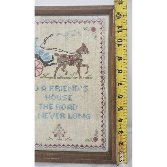 Antique Handmade 40's Amish Folk Art Needle Point Sampler Friends Phrase Unique - Picture 10 of 12